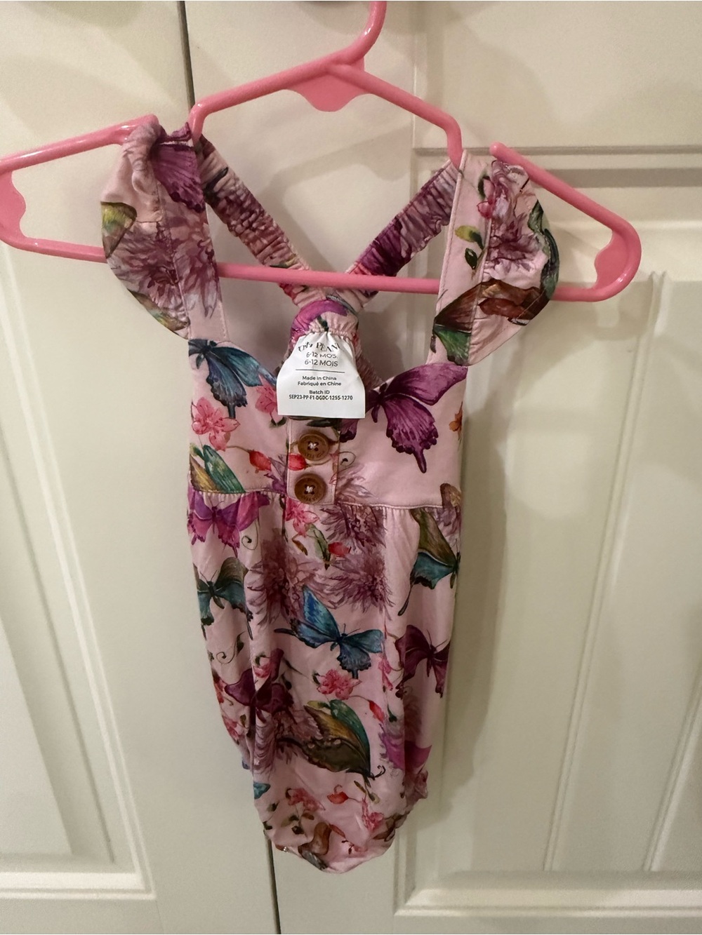 NWT Posh Peanut Watercolor Butterfly cap sleeve romper